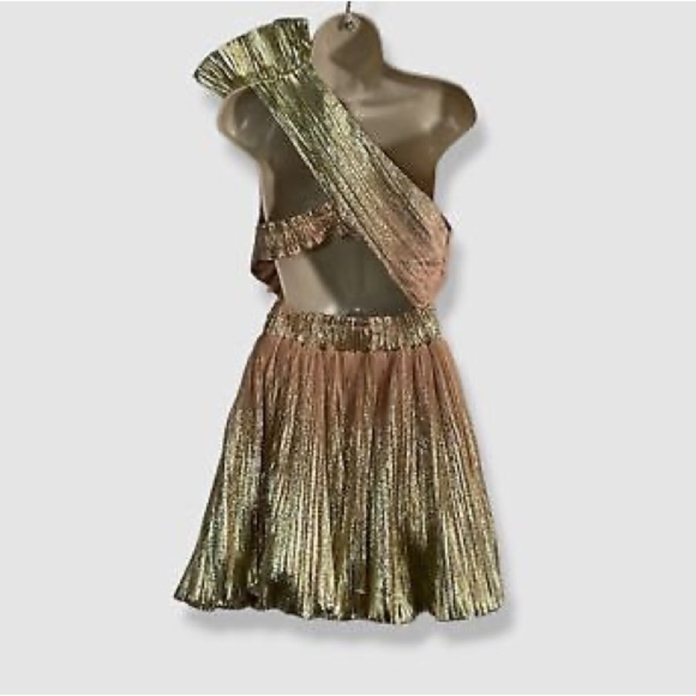 Raisa Vanessa Womens Gold Metallic One-Shoulder Cutout Dress